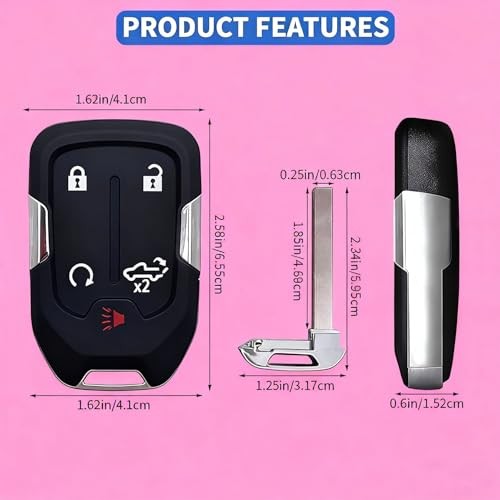 5-Button Keyless Entry Remote Key Fob Shell Replacement Fits for 2019-2020 GMC