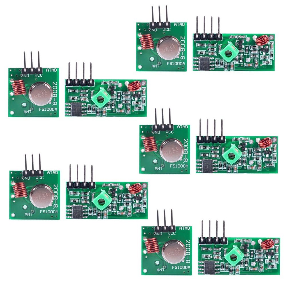 HiLetgo 5 Sets 433M Transmitter + Receiver Kit High Frequency Small, Green