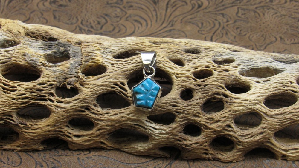 *Turquoise Geometric Shape Sterling Silver Pendant