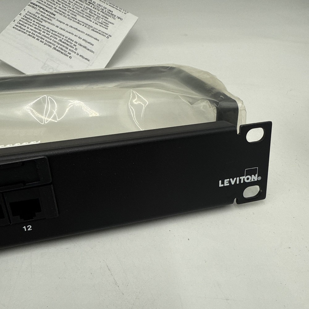 Leviton 252-5G596-U12 12-Port Patch Block Cat 5E Flat Panel 110 Style 1RU