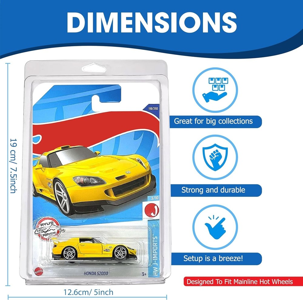 50 Pack Protector Case Plastic Display For Hot Wheels & Matchbox Basic Cars 1:64