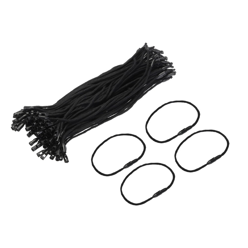 Polyester Rope Hang Tag String Snap Lock 190mm,1.5mm 200 Pcs,Black