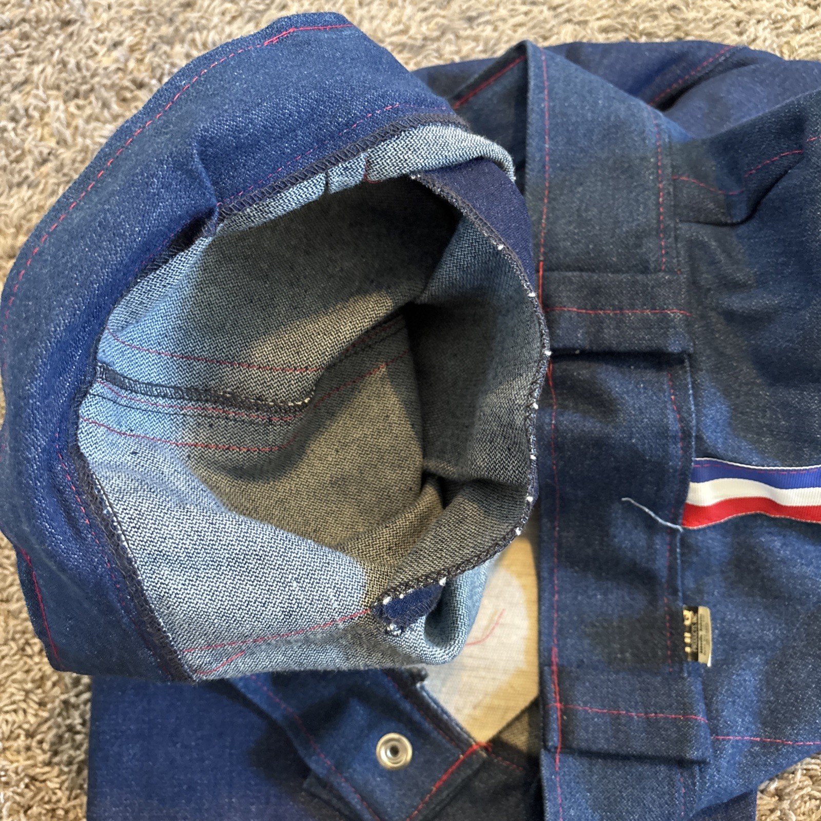 Vintage Mens Red White Blue Uniform Pants Striped Button Fly 40W