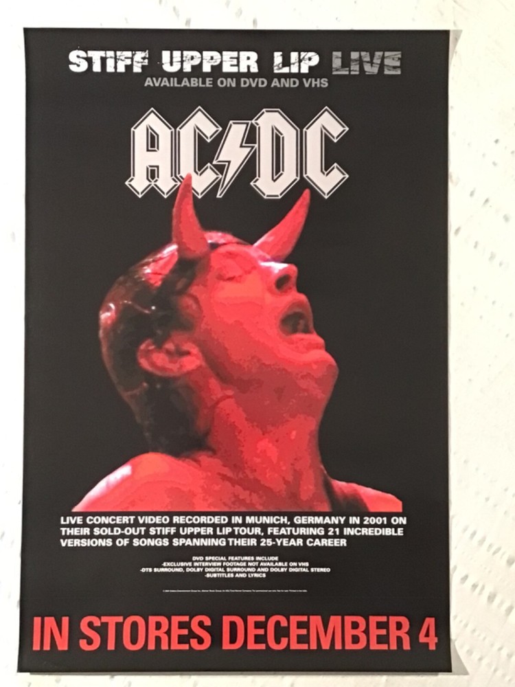 AC/DC 2001 Promo Poster Stiff Upper Lip Live Video Angus Young