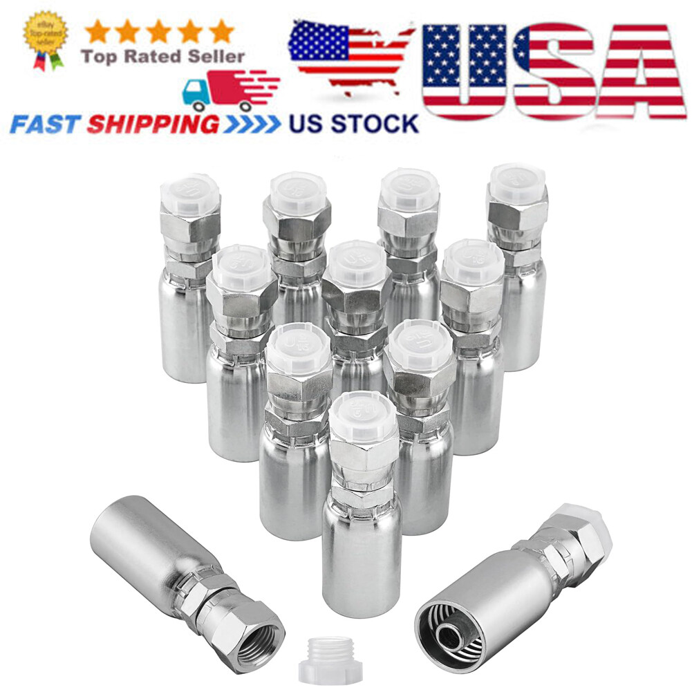 12 New 3/8" Hose x 3/8" JIC 37° Female Hydraulic Hose End Swivel Crimp Fitting