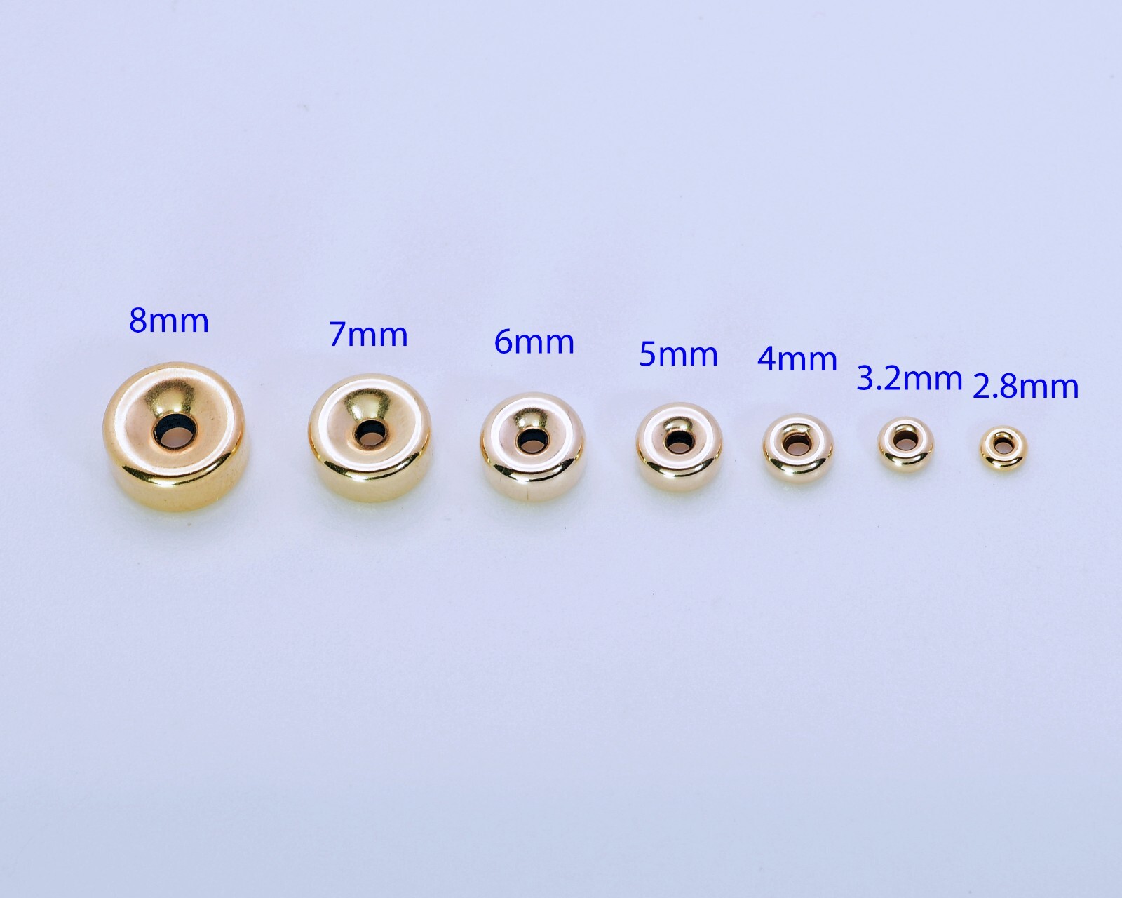 3.2mm 14k Solid Gold Smooth Donut Rondelle Bead Spacer (10)