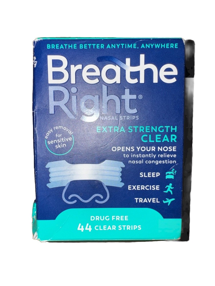 Breathe Right Extra Strength Clear - 44/Box Clear Strips. *box Damaged