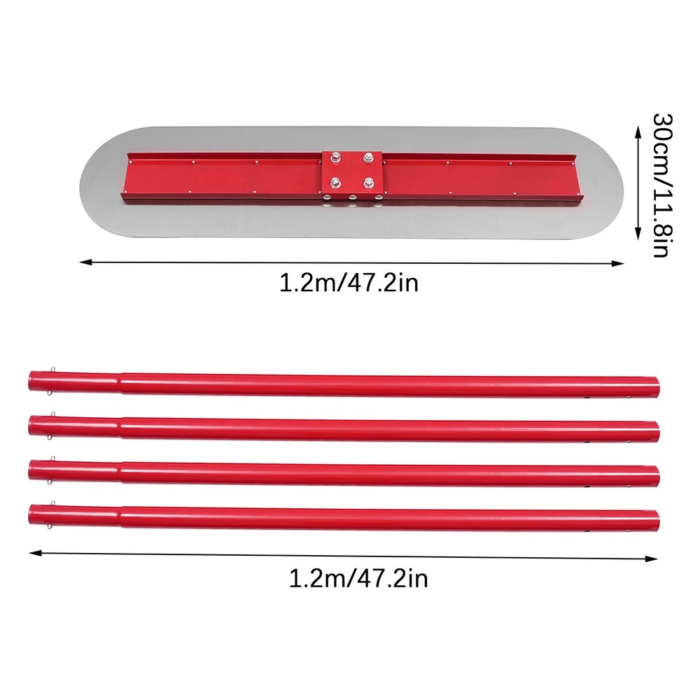 Total 15.75ft Handle Concrete Float Plastering Trowel Concrete Kit Bull Float