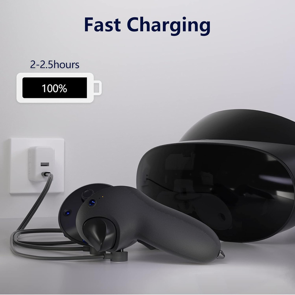 2-In-1 Charging Cable for Meta Quest Pro Controllers Durable Safe for Simultaneo