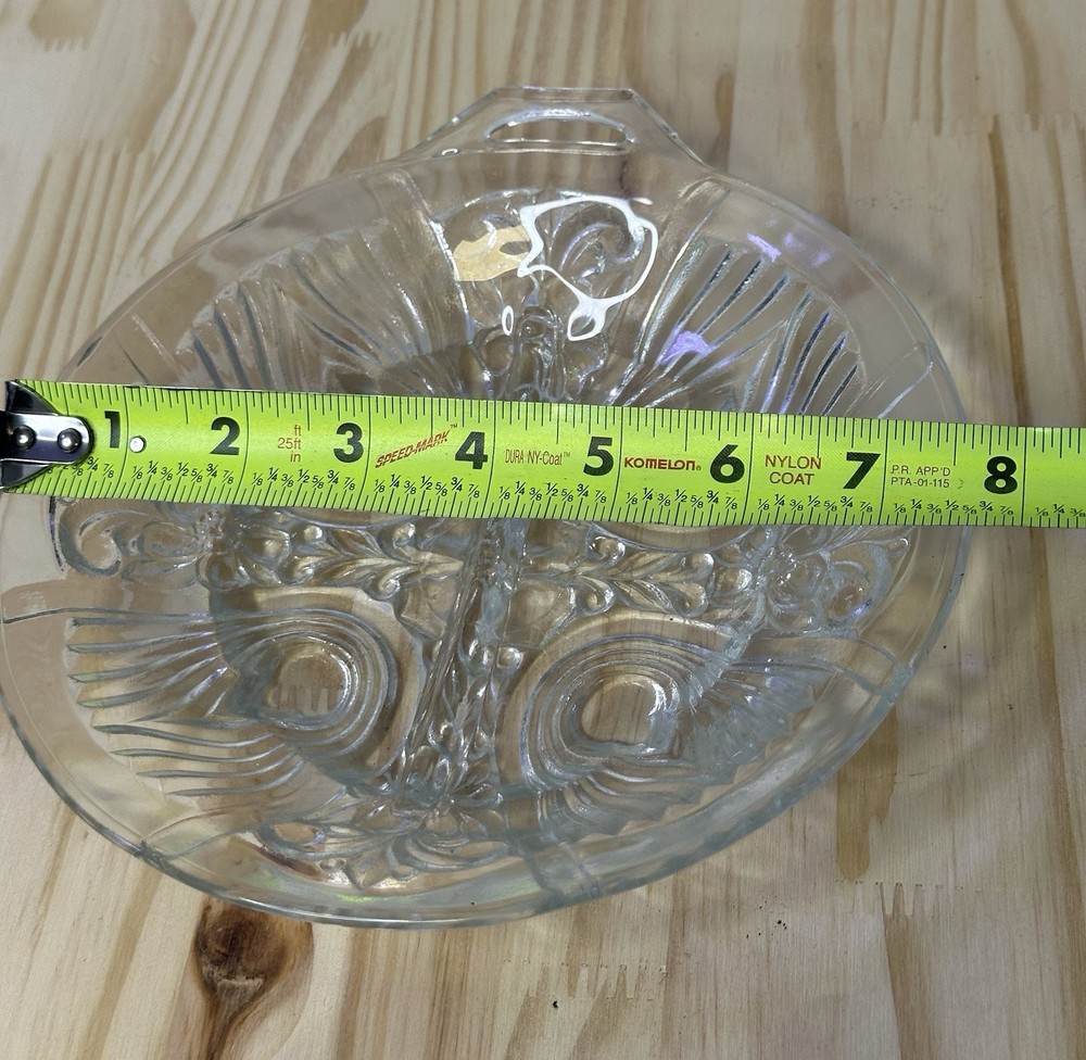 Serving Dish Tray Divided Clear Glass Small