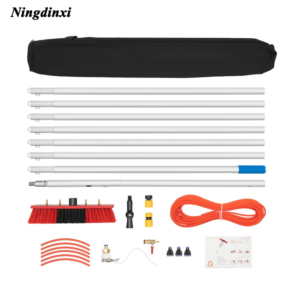 26FT Water Fed Pole Cleaning Brush Tool For Window+ Solar Panel Clean Washing