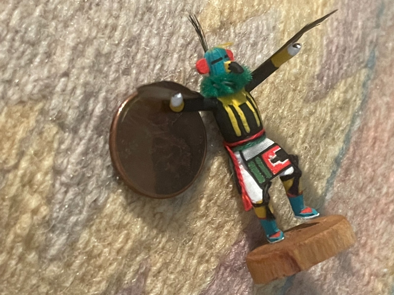TINY ART-MINIATURE-NATIVE AMERICAN-KACHINA-SIGNED HOPI EAGLE '99-NEW CONDITION