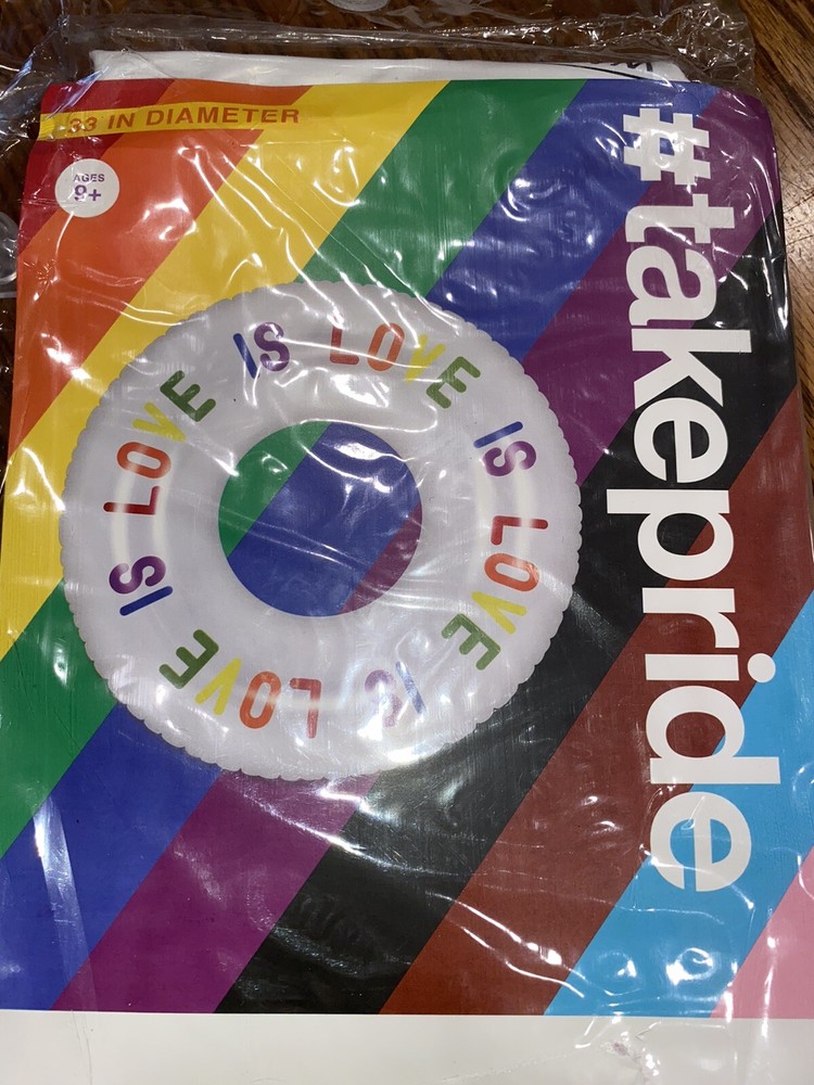Take Pride "Love is Love" Inflatable Rainbow Pride Pool Float, 33" Diameter