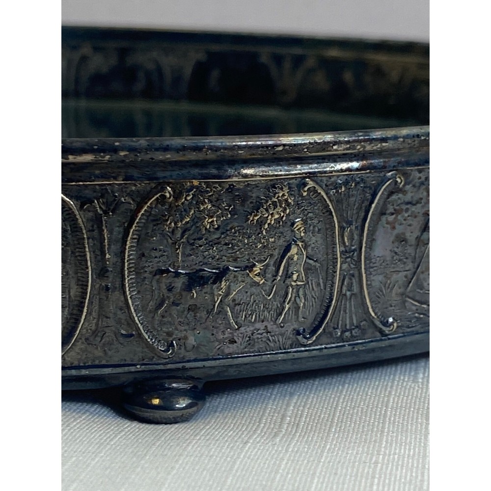 Vintage Webster Co Silverplate Mirrored Vanity Tray Ornate Round Perfume Display