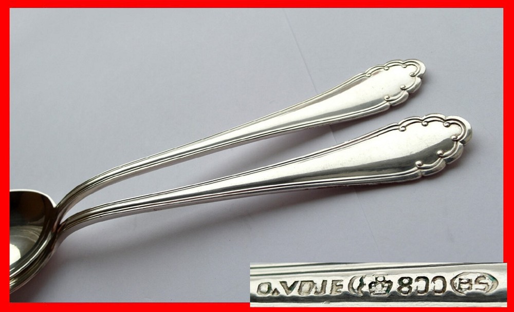 Pair, 2 Large Solid Tablespoons, O. Vojf, around 1929 E408