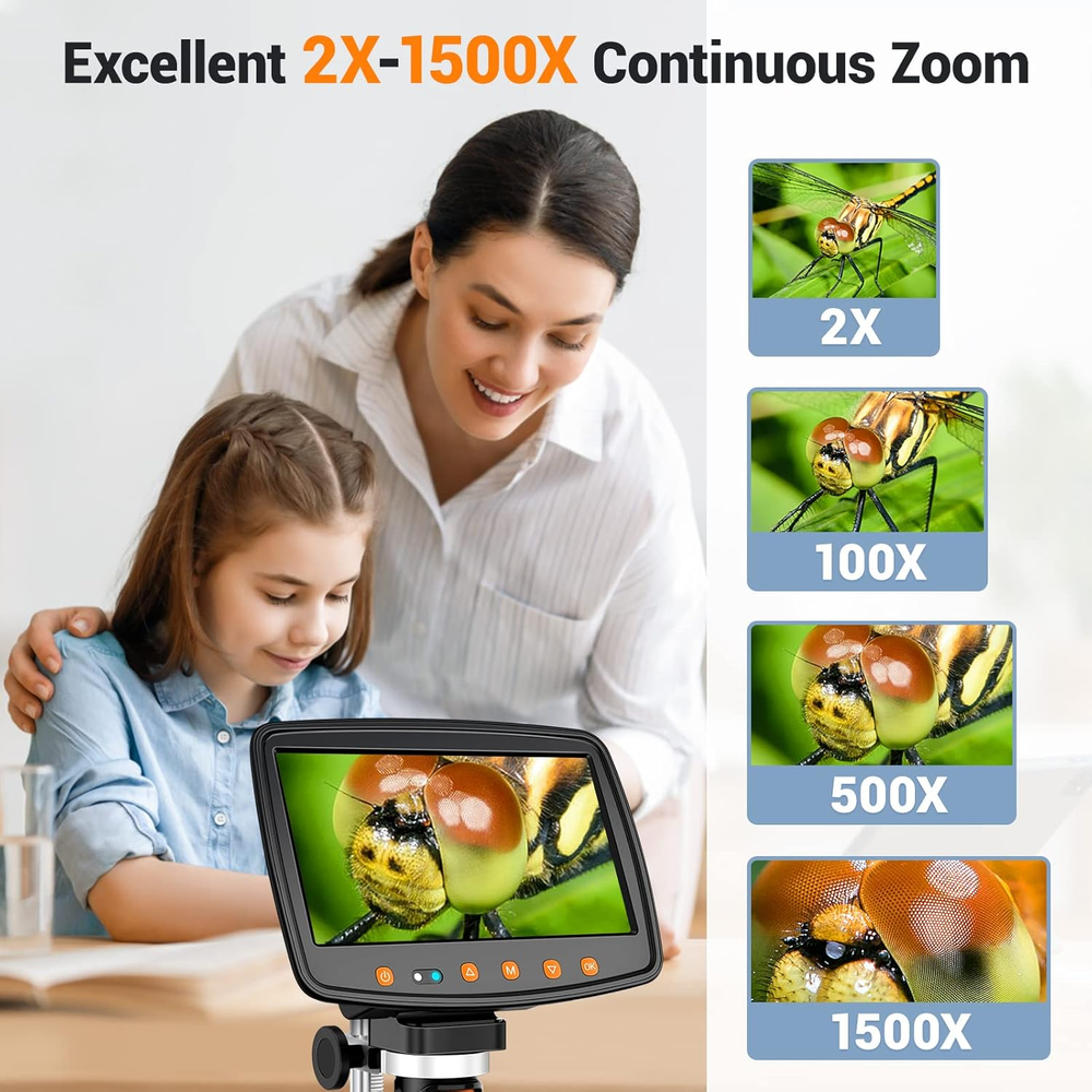 1500X Magnification Soldering Microscope with HDMI, 7" LCD Digital Microscope