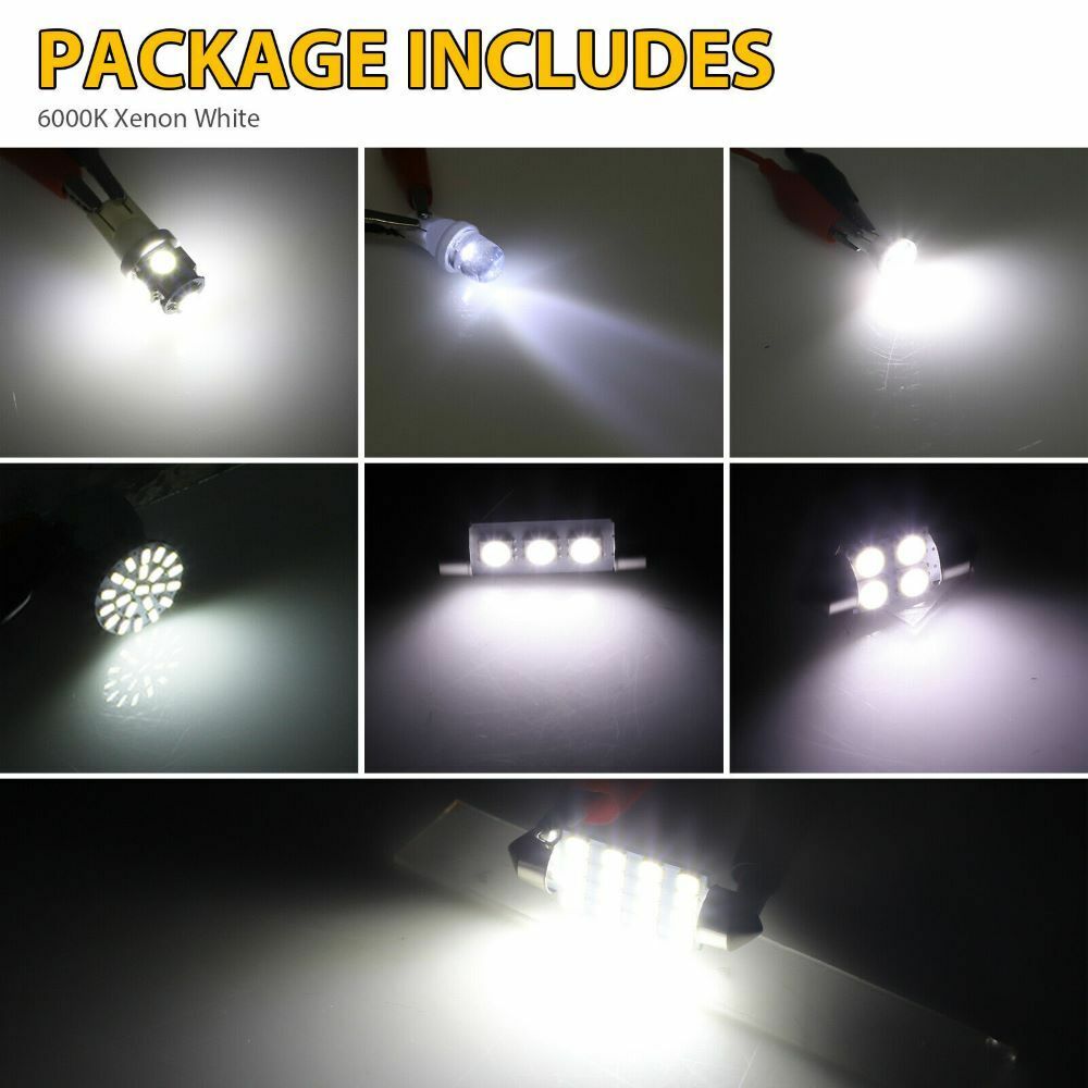 Car Interior Combo LED Map Dome Door Trunk License Plate Light Bulbs White 42PCS