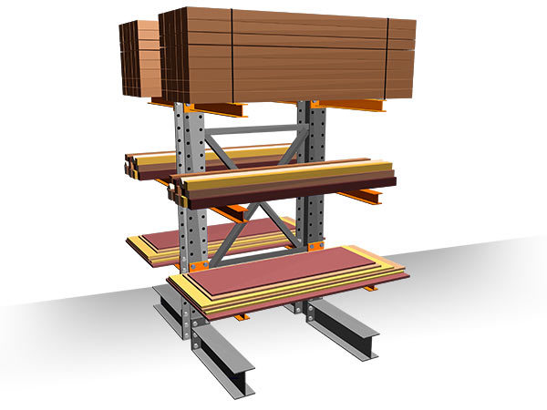 Structural Cantilever Racking Uprights - 12' Heavy Duty Double Sided Upright