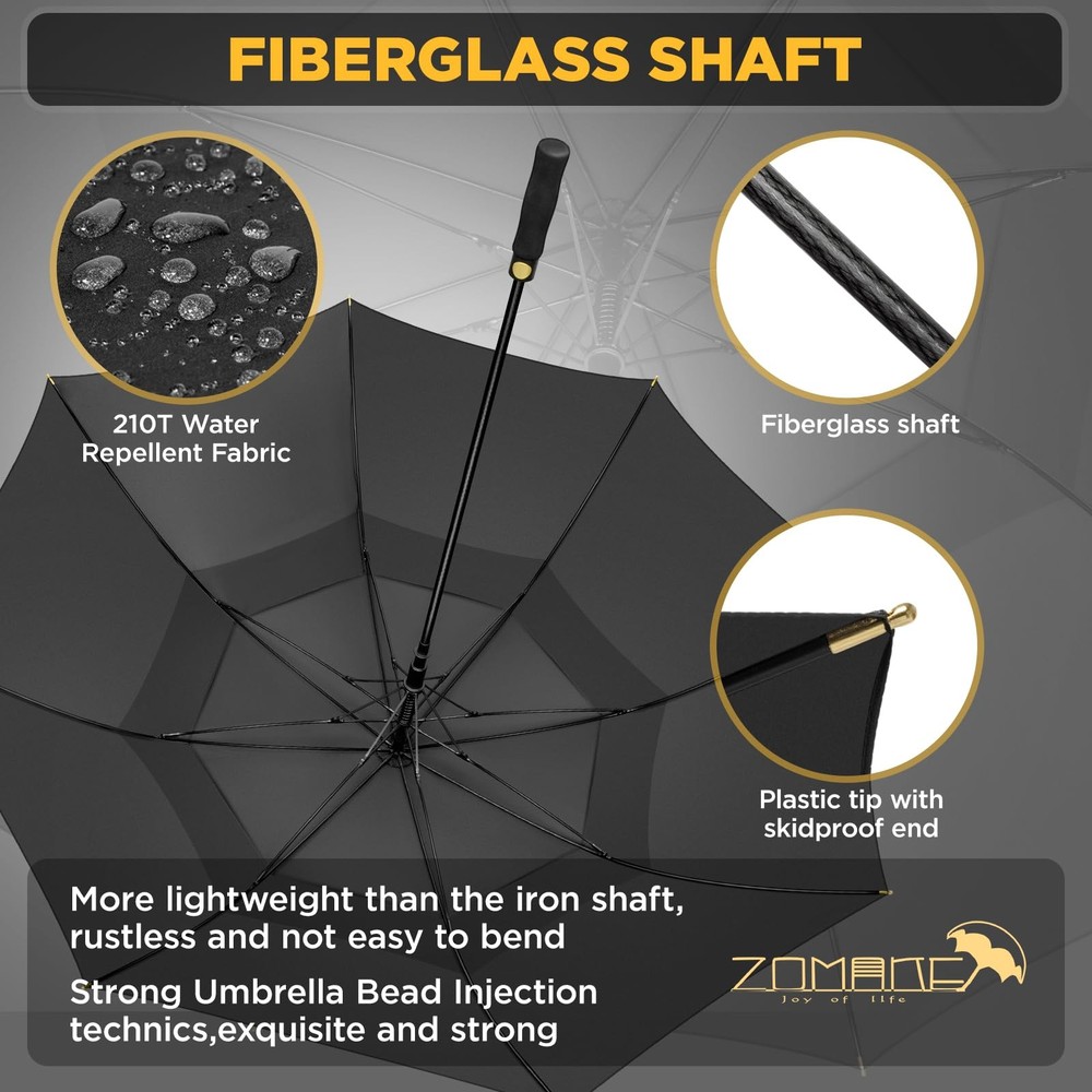 ZOMAKE Golf Umbrella Windproof, Extra Large Oversized Heavy Duty Double Canopy