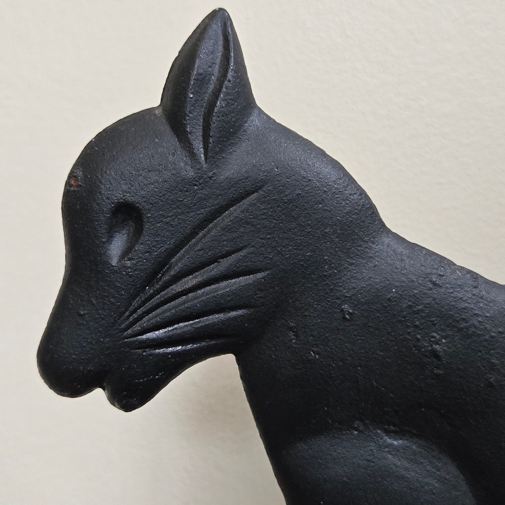 Vintage Cast Iron Black Cat Boot Scraper Doorstop ~16" Including Tail