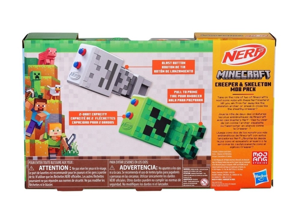 Nerf Minecraft Creeper & Skeleton Mob 2-Blaster Pack, 8 Nerf N1 Darts