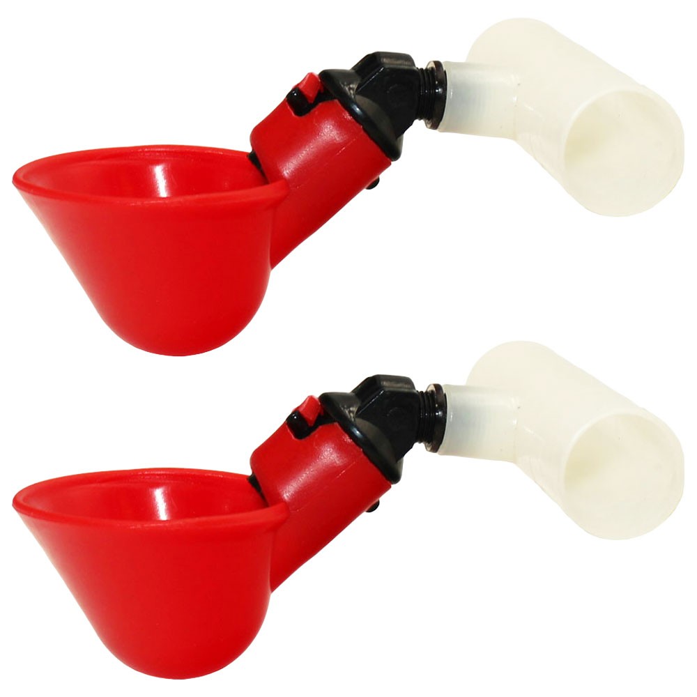 Two (2) Automatic Waterer Drinker Cups and Clear Plastic Chicken Water Poultry