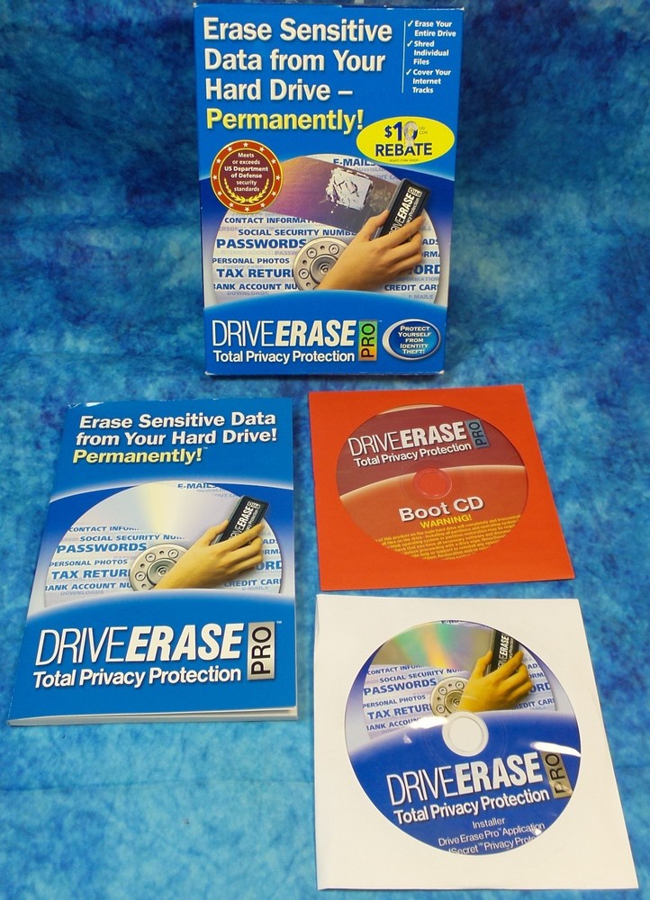 NOVA DriveErase Pro Total Privacy Protection Erase Hardrive Data Boot CD Windows