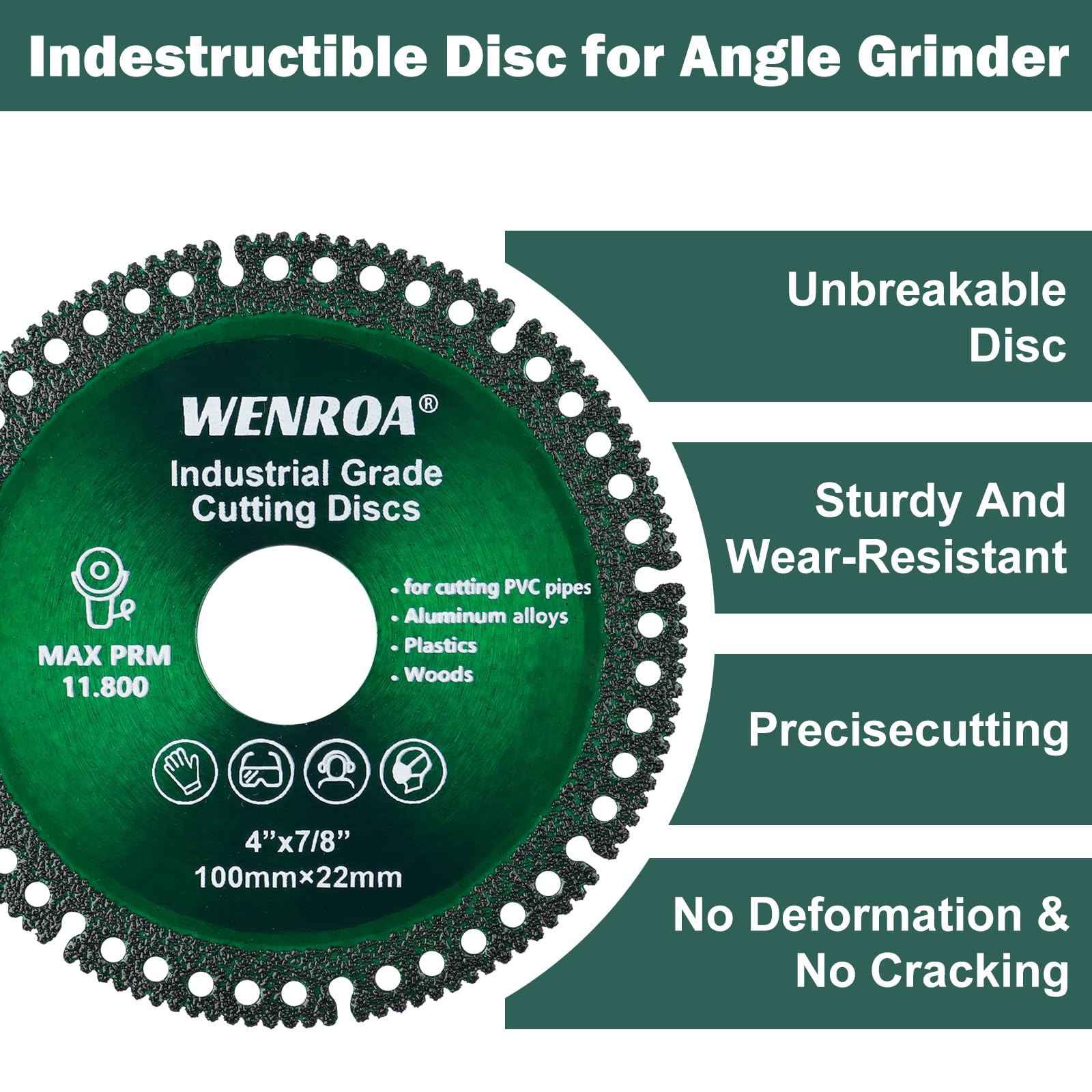 5 Pcs 4.5 Cutting Discs for Angle Grinder - Diamond Blades for Wood, Tile,