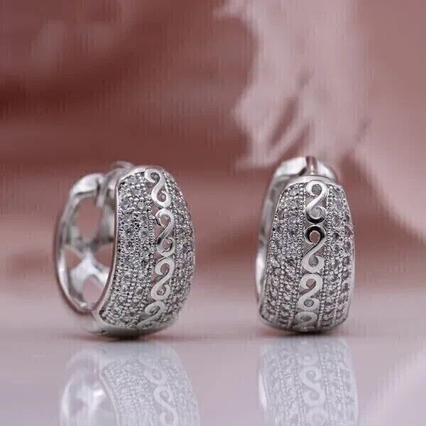 2 Ct Round Cut Simulated Diamond Gorgeous Hoop Earrings In 14k White Gold Plated