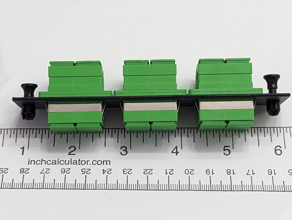 Fiber Panel 6 SC APC Duplex Singlemode Adapters Green ~ 12 ports SM