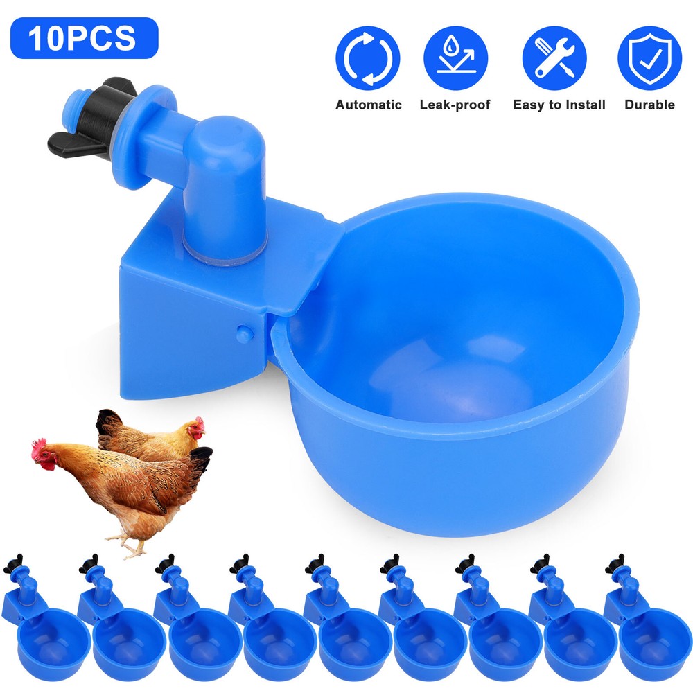 10 PCS Automatic Water Cups Poultry Drinker Waterer Chicken Duck Quail Drinking