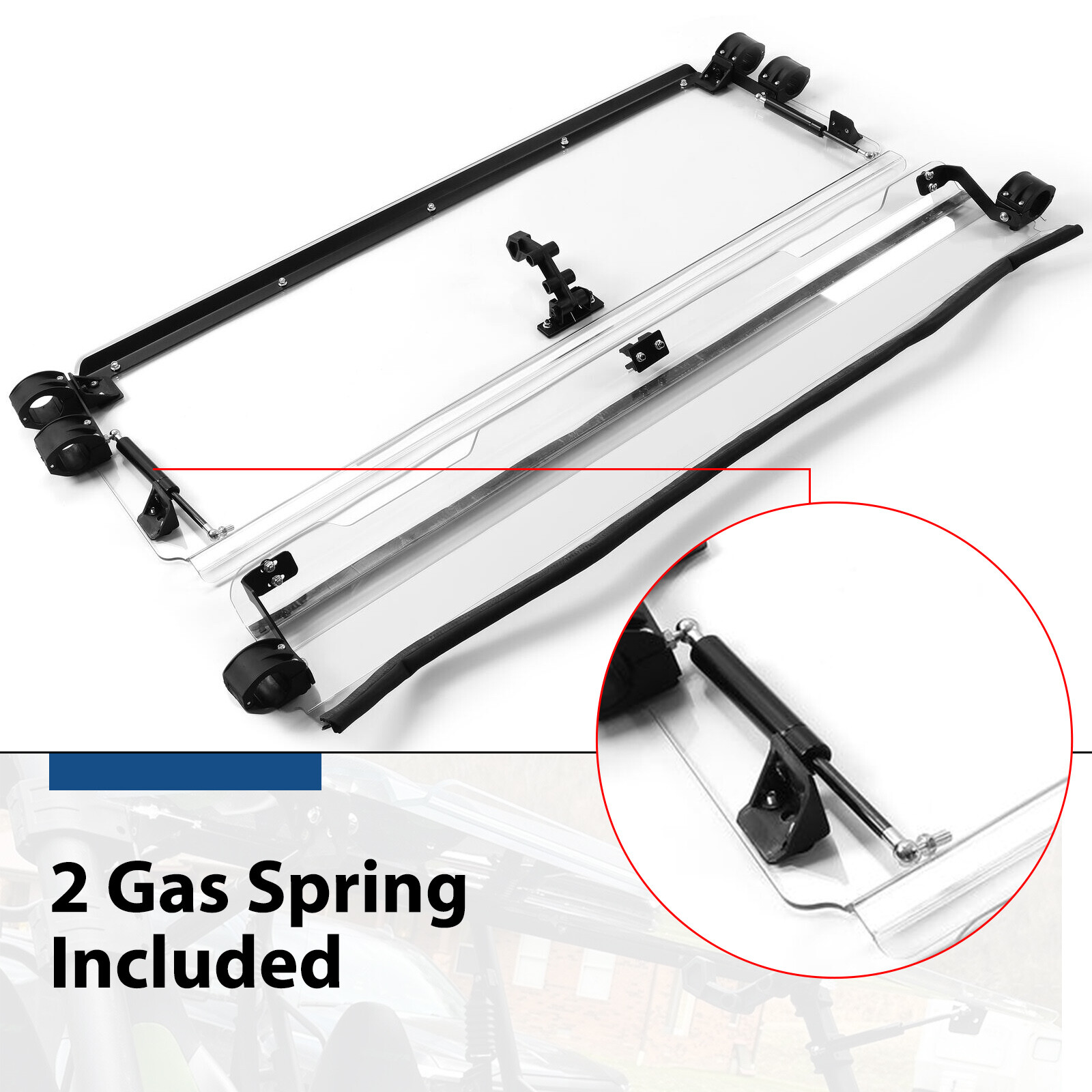 Folding Flip Windshield Scratch Resistant For Kawasaki Teryx 4 800/ 4 S ,2016-23