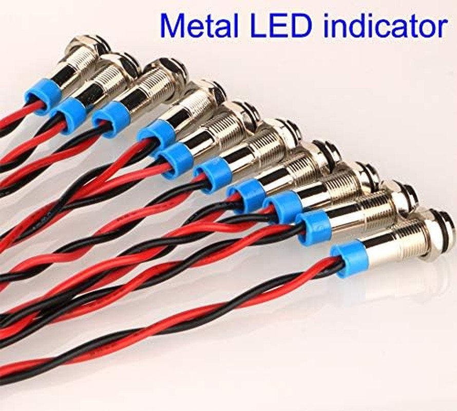 10Pcs 6Mm Waterproof Wired LED Indicator Light AC/DC 12-24V (Yellow)
