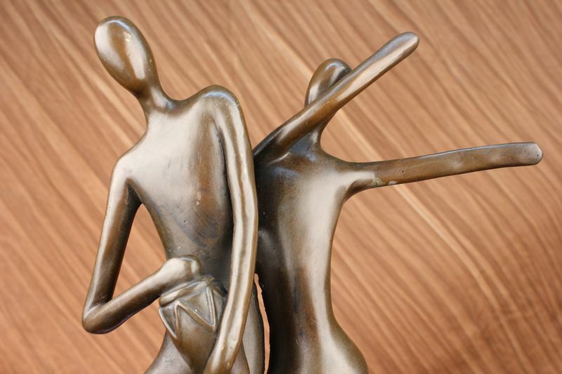 Modern Dancer Statue- Solid Cast Bronze in Abstract Pose, 19 Inches Tall Statue