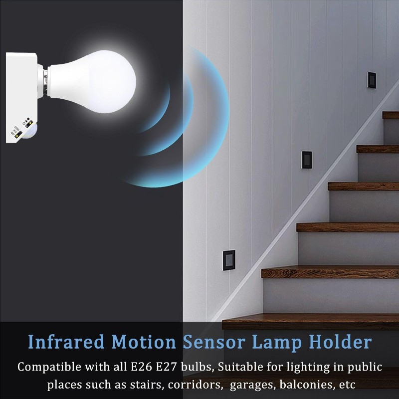 PIR Motion Sensor Light Socket for E26 E27 Bulb, Laundry Room(10PACK)