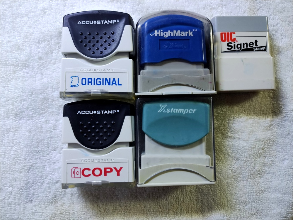 Pre-Owned Self-Inking Office Stamps:Copy,Original,Confidential,Draft,Completed
