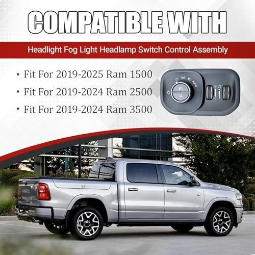 Headlight Fog Light Headlamp Switch Control Assembly Compatible with 2019-2024