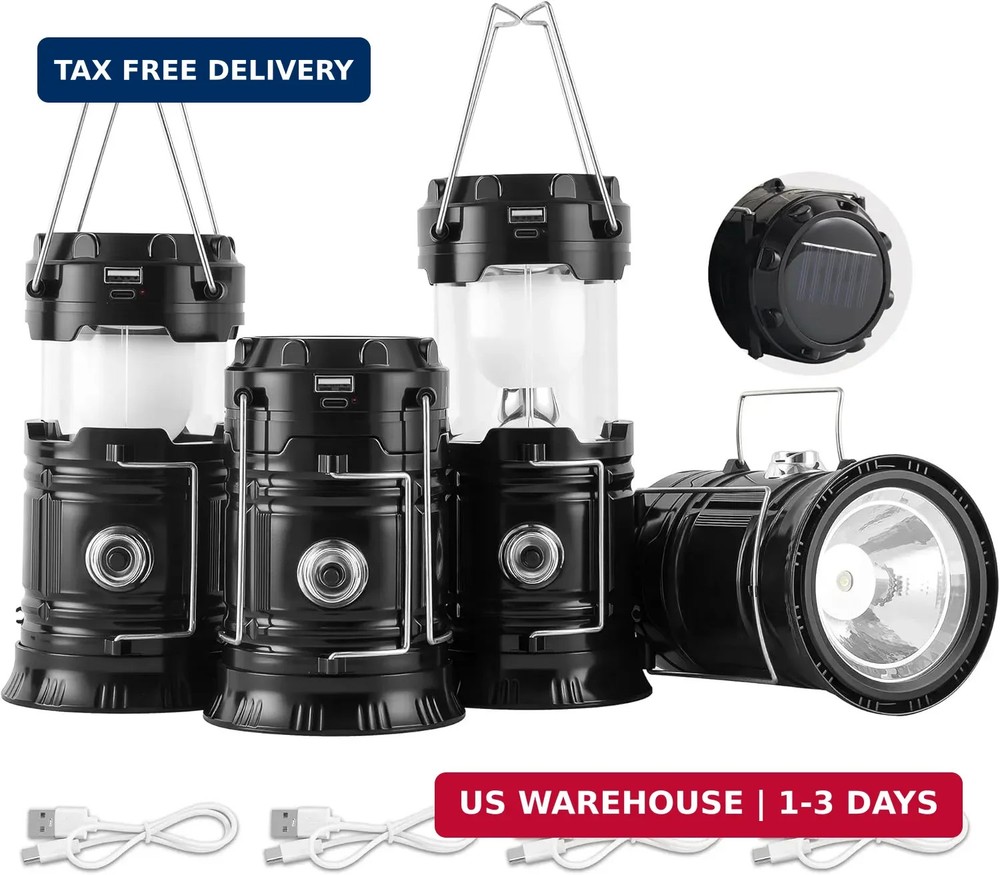 Lichamp Collapsible Portable Solar Camping Lantern, USB Rechargeable LED Flashli