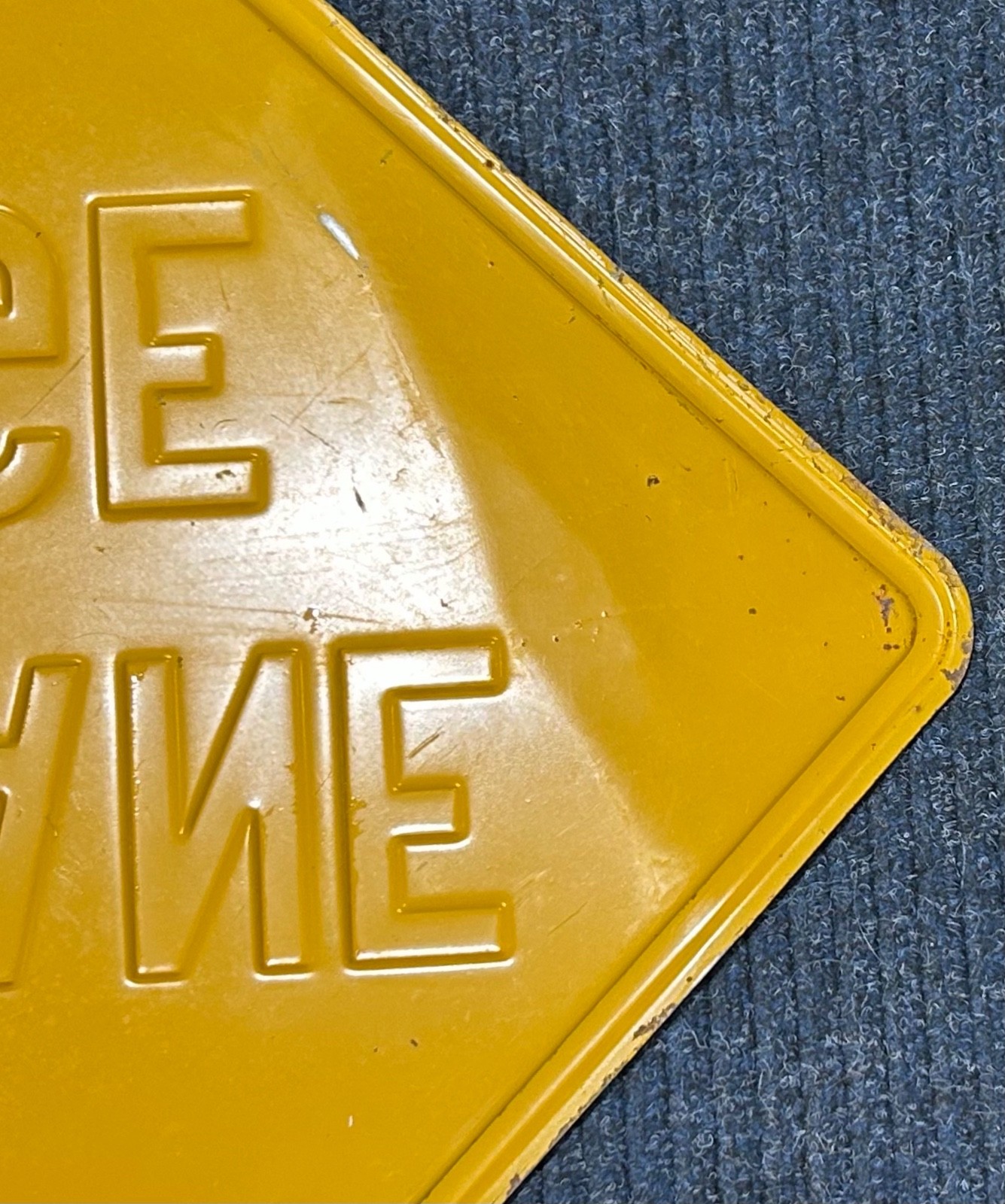 Vintage Embossed “ONE LANE BRIDGE” Heavy Steel Road Sign