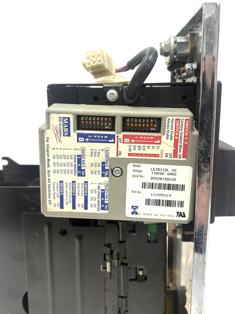 MARS ELECTRONIC BILL VALIDATOR SERIES 3000 MODEL LE3811DL