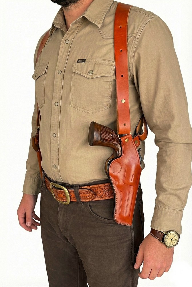 Leather Shoulder Holster Fits Ruger GP100, SP101 - Handmade
