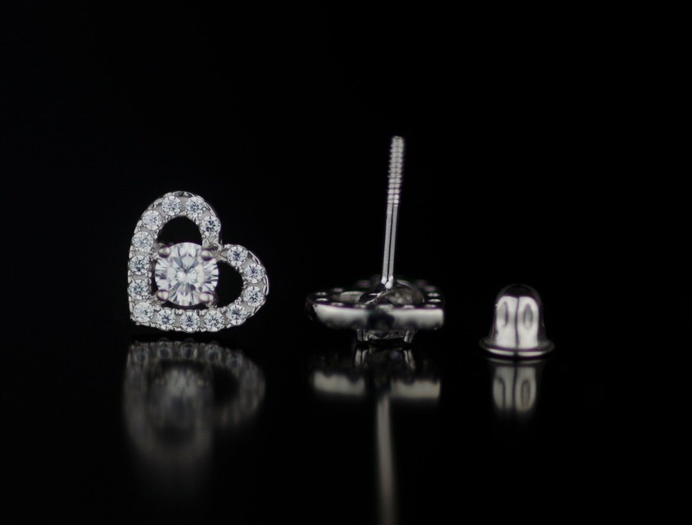14k Solid Yellow and White Gold Heart Stud Earrings