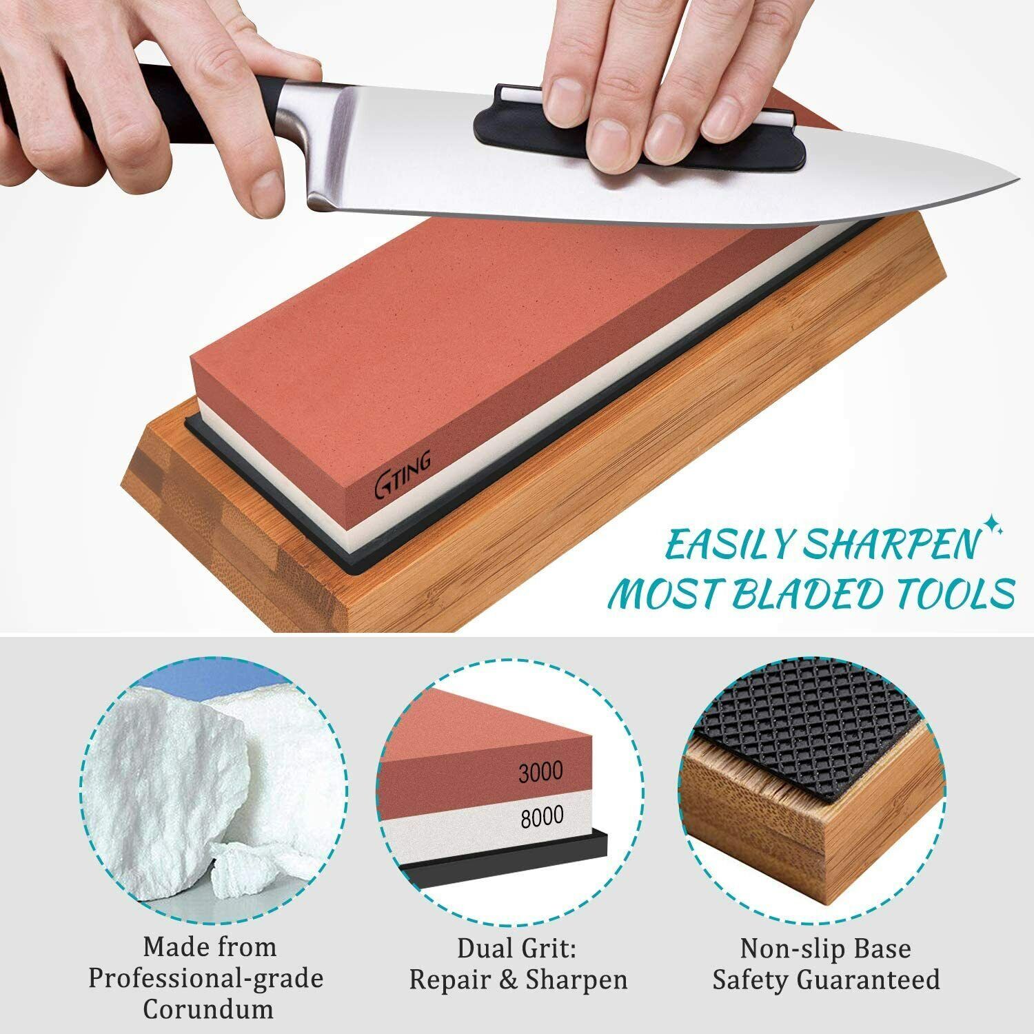 Knife Sharpening Stone Whetstone 4 Side Grit 400/1000 3000/8000 Knife Sharpeners