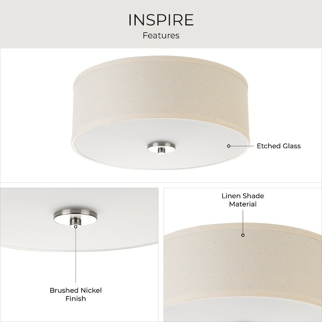 Progress Lighting Inspire 13 in. 2-Light Brushed Nickel Kitchen Ceiling Light