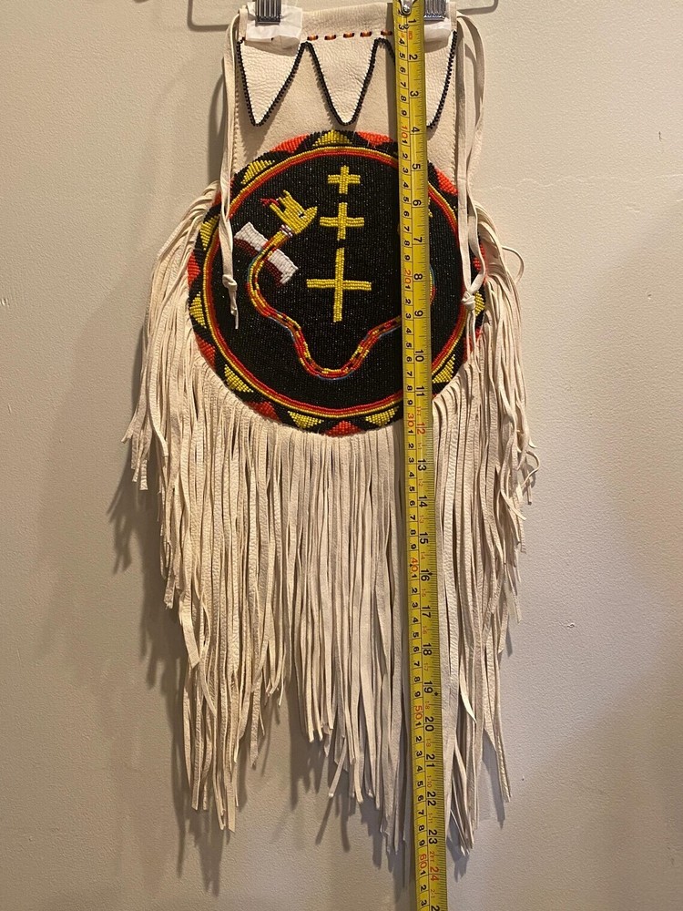 Handmade Native American Deerskin Leather Pouch Flying Serpent Beadwork