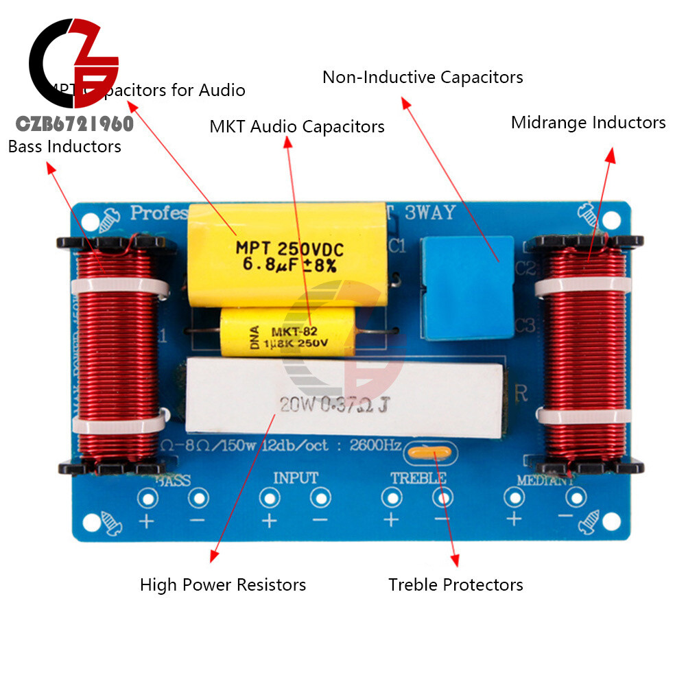 Crossover 3way Crossover Filter HiFi Speaker Modification Upgrade crossover 120W