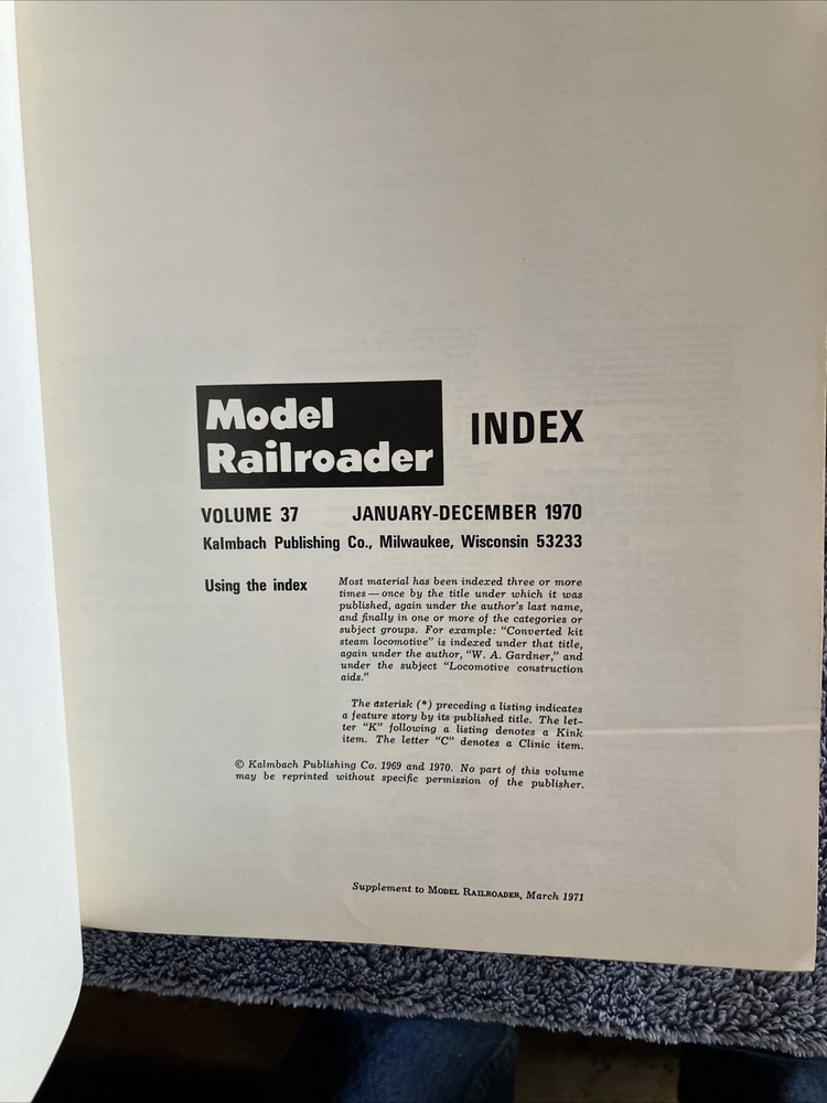 Model Railroader Vol.37-Bound Volume 1970-–12 Issues