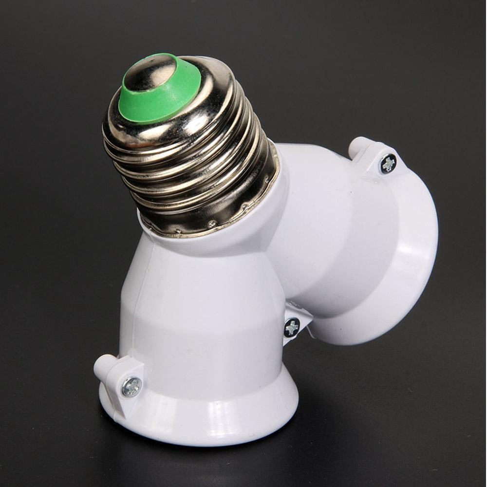 2 in 1 E27 Lamp Socket Splitter Adapter Light Double Y Bulb Base Stand Holder 2X