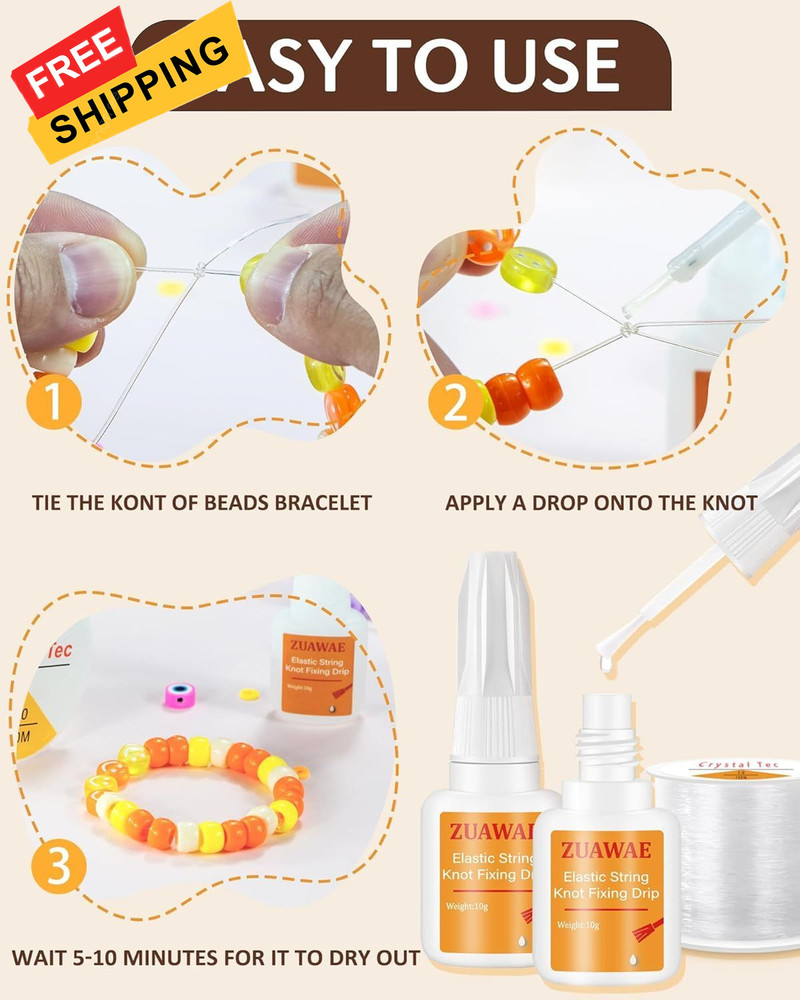 ZUAWAE Jewelry Glue for Elastic String, 1 mm String with