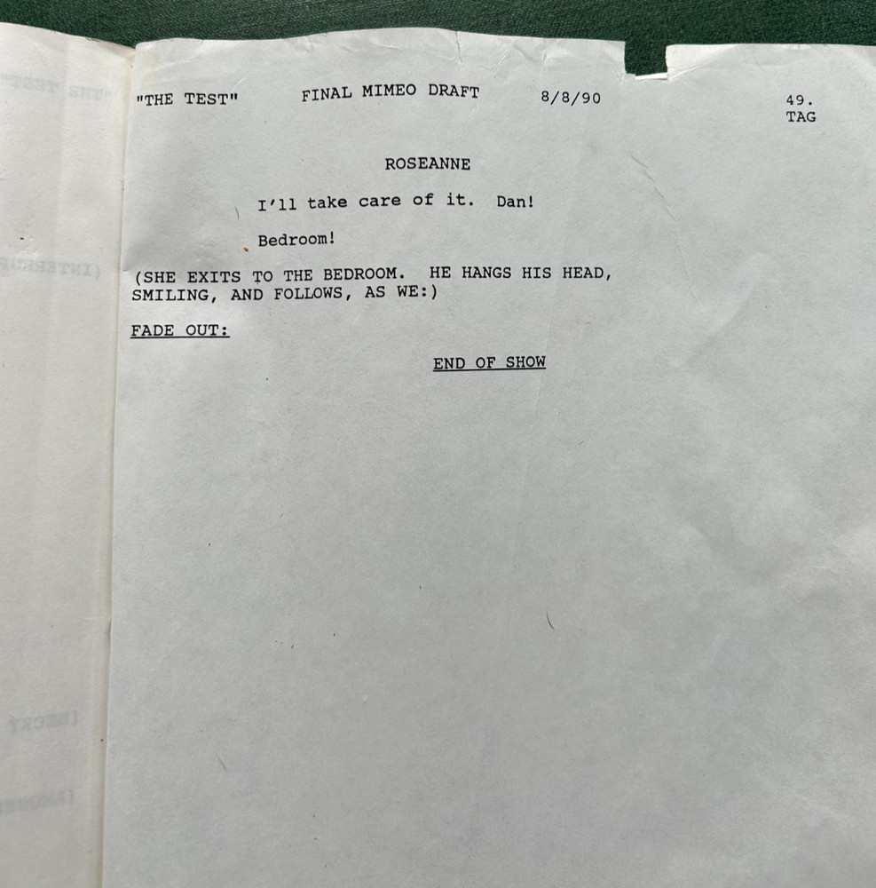 Original Roseanne TV Production Script "The Test" 1990 Final Draft